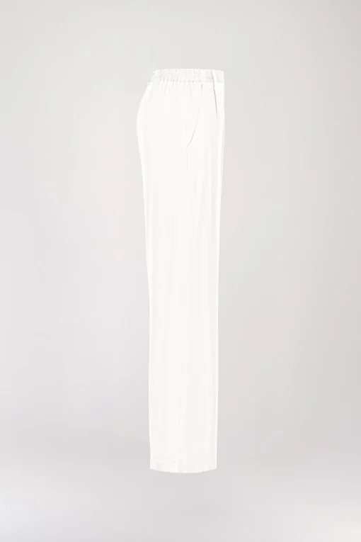 Pantalon droit en soie blanc
