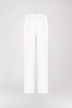 Pantalon droit en soie blanc