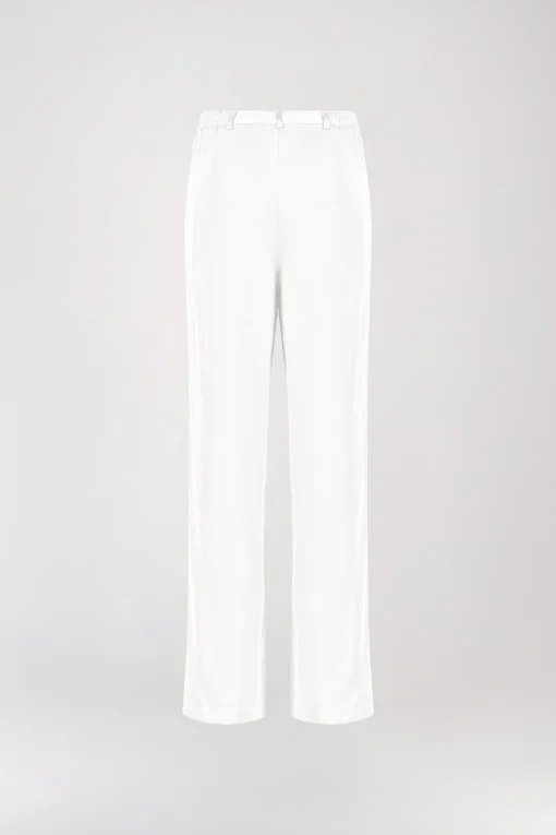 Pantalon droit en soie blanc