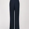 Pantalon droit en soie marine