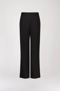 Pantalon droit en soie noir