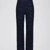 Pantalon droit en tweed marine