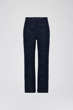 Pantalon droit en tweed marine