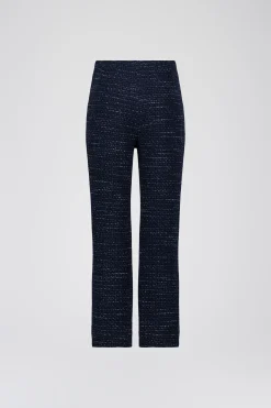 Pantalon droit en tweed marine