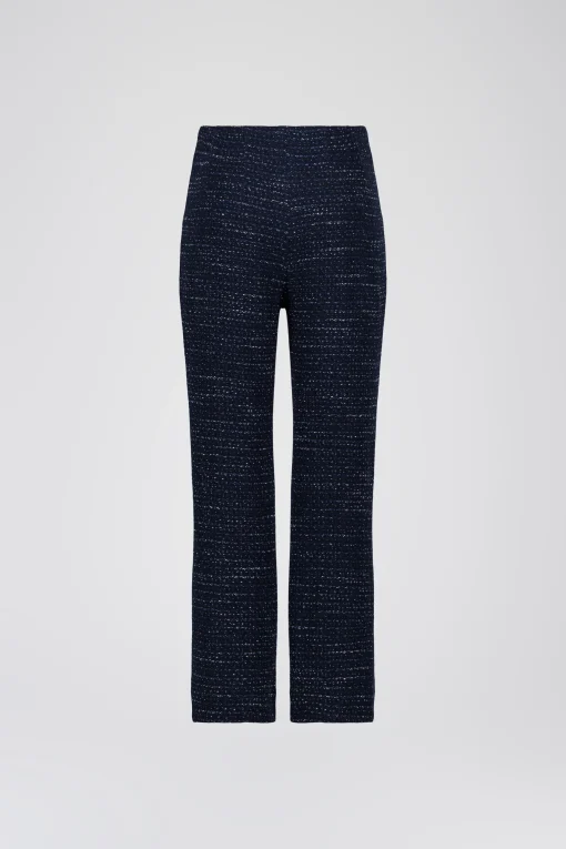 Pantalon droit en tweed marine