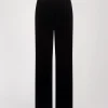 Pantalon Droit en Velours de Soie Bleu Marine