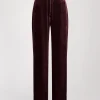 Pantalon droit en velours grenat