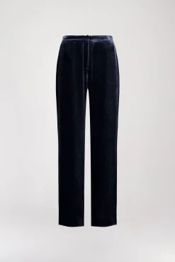 Pantalon droit en velours marine