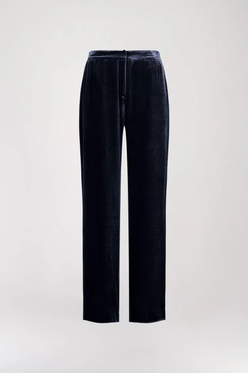 Pantalon droit en velours marine