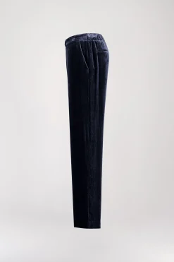 Pantalon droit en velours marine