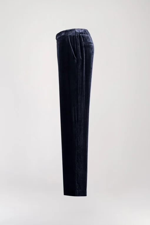 Pantalon droit en velours marine