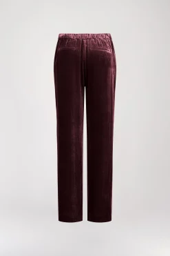Pantalon droit en velours grenat