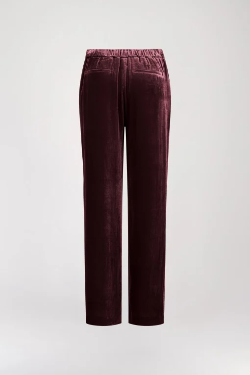 Pantalon droit en velours grenat