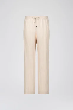Pantalon droit fluide beige en lin
