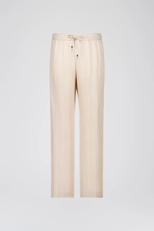Pantalon droit fluide beige en lin