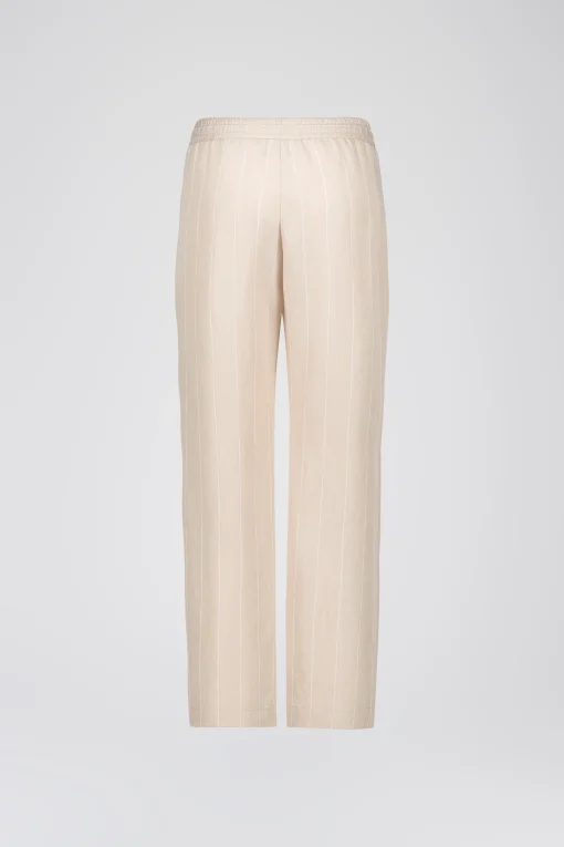 Pantalon droit fluide beige en lin