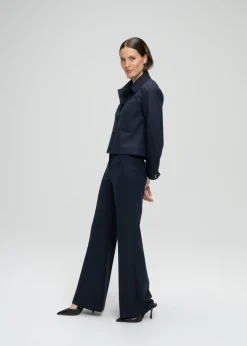 Pantalon droit fluide marine