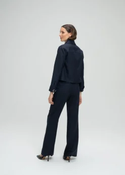 Pantalon droit fluide marine