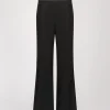 Pantalon Droit Noir avec Détails Satinés