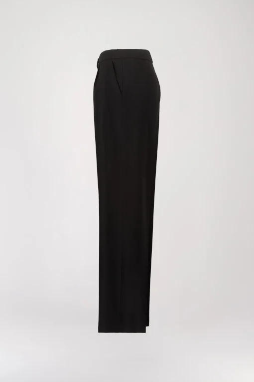 Pantalon Droit Noir avec Poches Italiennes