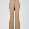 Pantalon fluide en soie beige