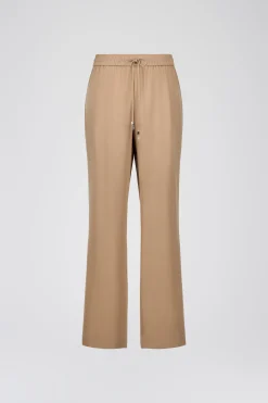 Pantalon fluide en soie beige
