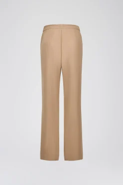 Pantalon fluide en soie beige