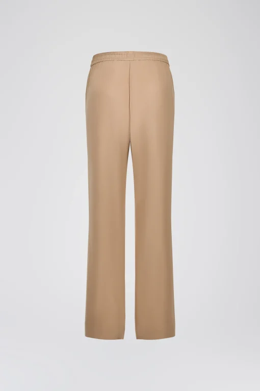 Pantalon fluide en soie beige