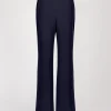 Pantalon fluide en soie marine