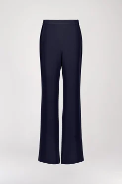 Pantalon fluide en soie marine