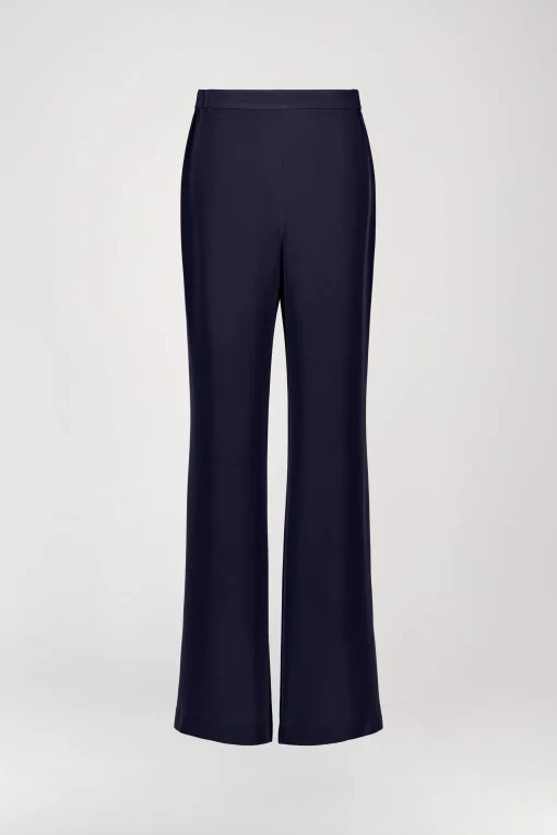 Pantalon fluide en soie marine