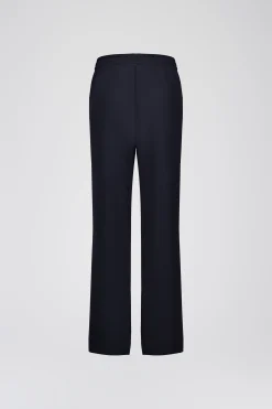 Pantalon fluide en soie marine avec taille elastique