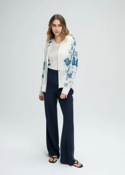 Pantalon fluide en soie marine