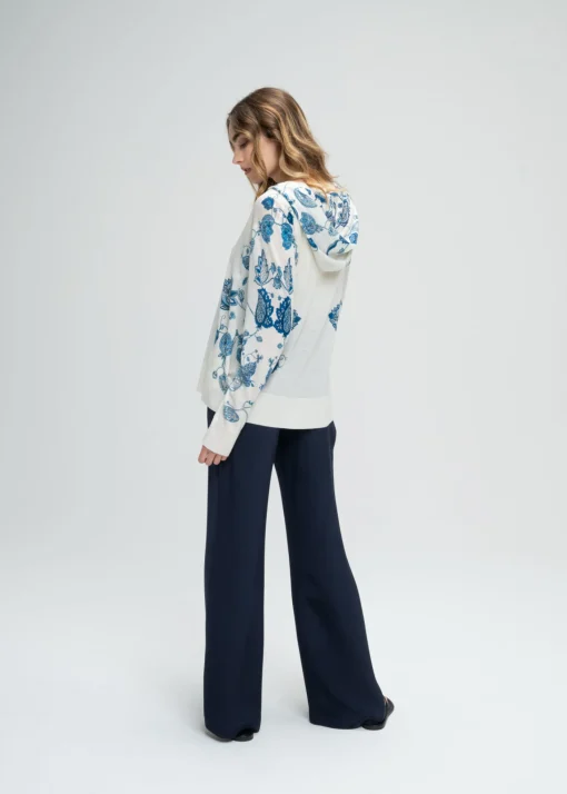 Pantalon fluide en soie marine