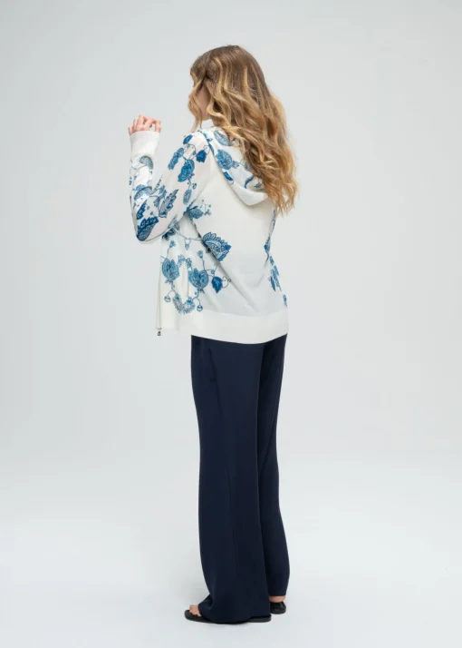 Pantalon fluide en soie marine