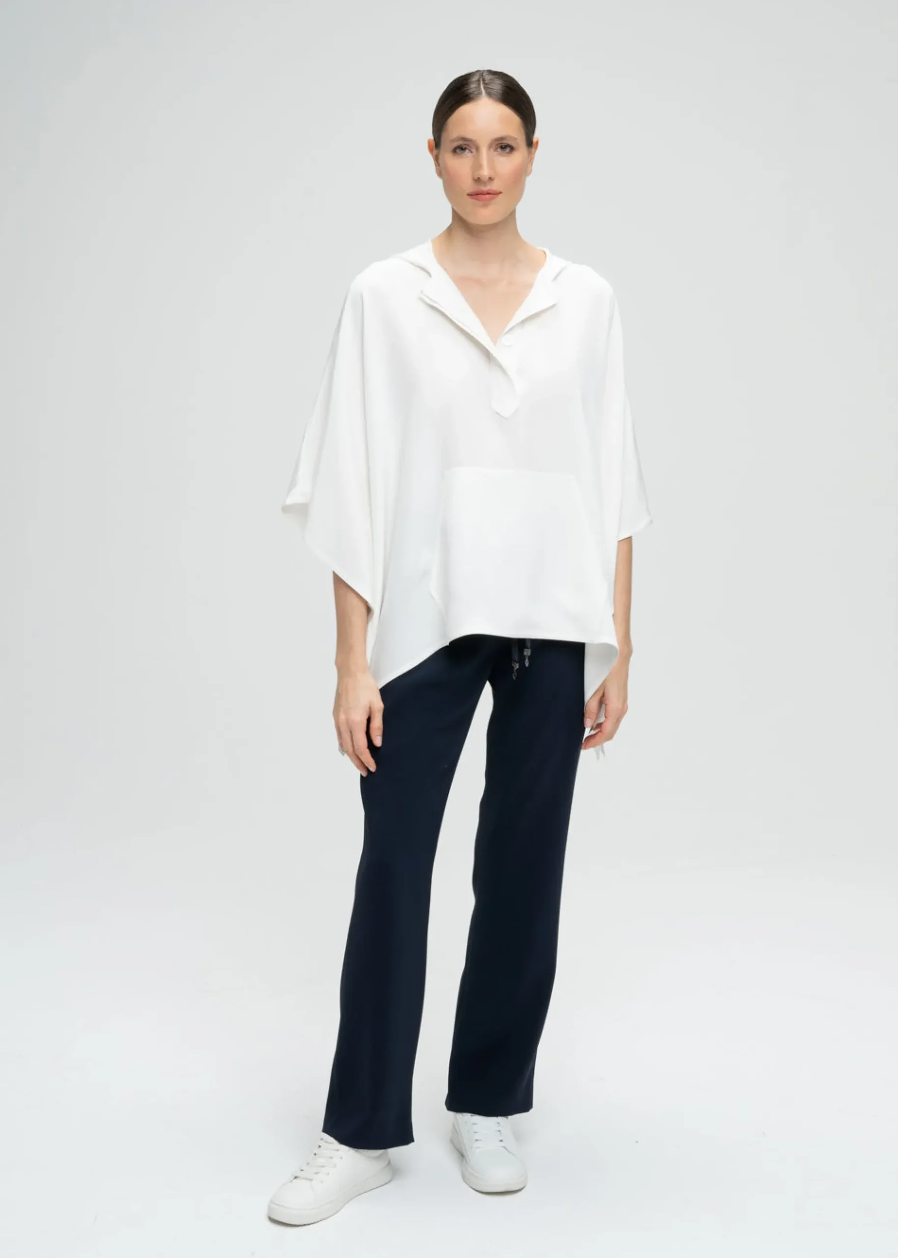 Pantalon fluide large marine