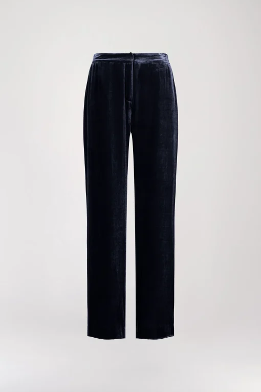 Pantalon large en velours marine