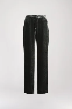 Pantalon large en velours vert gris
