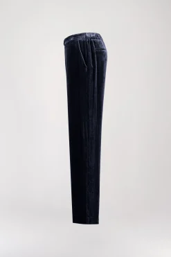 Pantalon large en velours marine