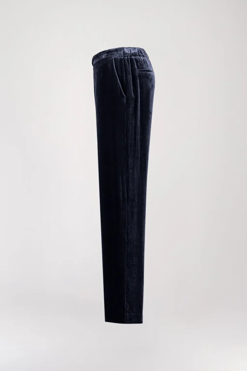 Pantalon large en velours marine