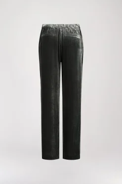 Pantalon large en velours vert gris