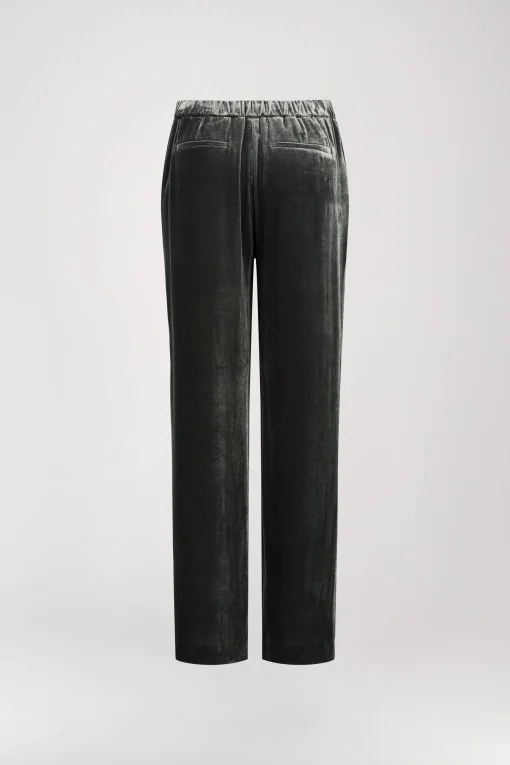 Pantalon large en velours vert gris