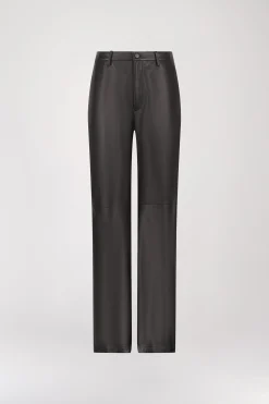 Pantalon Large Noir en Cuir