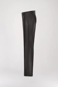 Pantalon Large Noir en Cuir