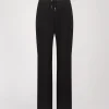 Pantalon Noir Fluide en Cordon Gros Grain