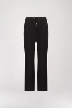 Pantalon Noir Fluide en Cordon Gros Grain