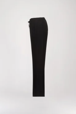 Pantalon Noir Fluide en Cordon Gros Grain