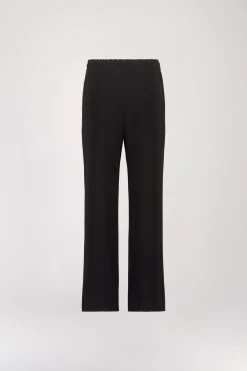 Pantalon Noir Fluide en Cordon Gros Grain