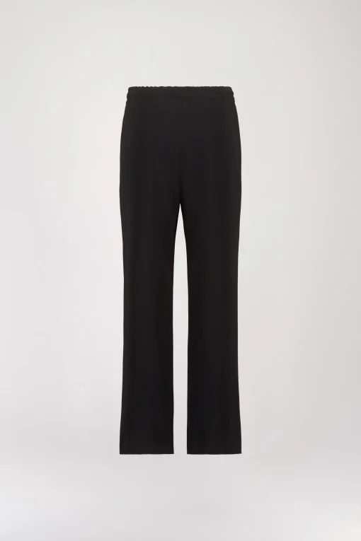 Pantalon Noir Fluide en Cordon Gros Grain