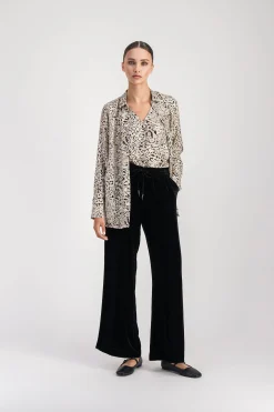 Pantalon taille haute velours noir
